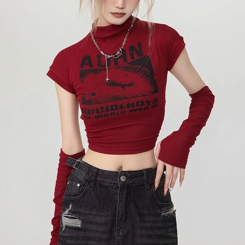 Hot-Girl-Retro-Printing-for-Women-O-Neck-Casual-Slim-Fit-Top-All-Match-Street-Style-Breathable-Short-Clothing-T-Shirt
