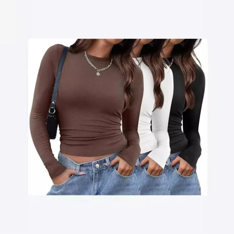 Hot-Girl-Slim-Long-Sleeve-T-shirt-Thin-Womens-Bottoming-Shirt-Round-Neck-Top-Sexy-Solid-Color-Pullover-Womens-Clothing