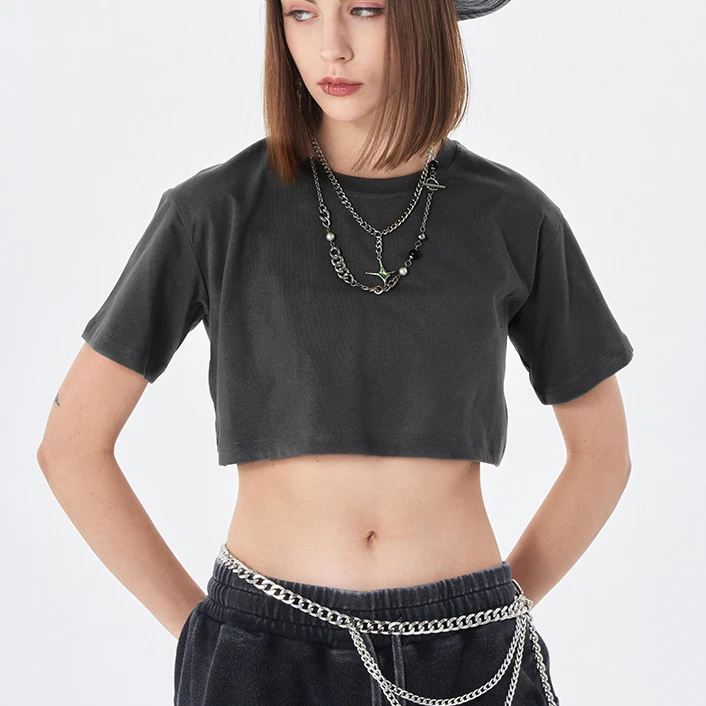 Hot-Summer-Sexy-Cropped-Tops-T-shirt-Custom-Logo-Puff-Printing-Button-Diamonds-High-Quality-Luxury-for-Women