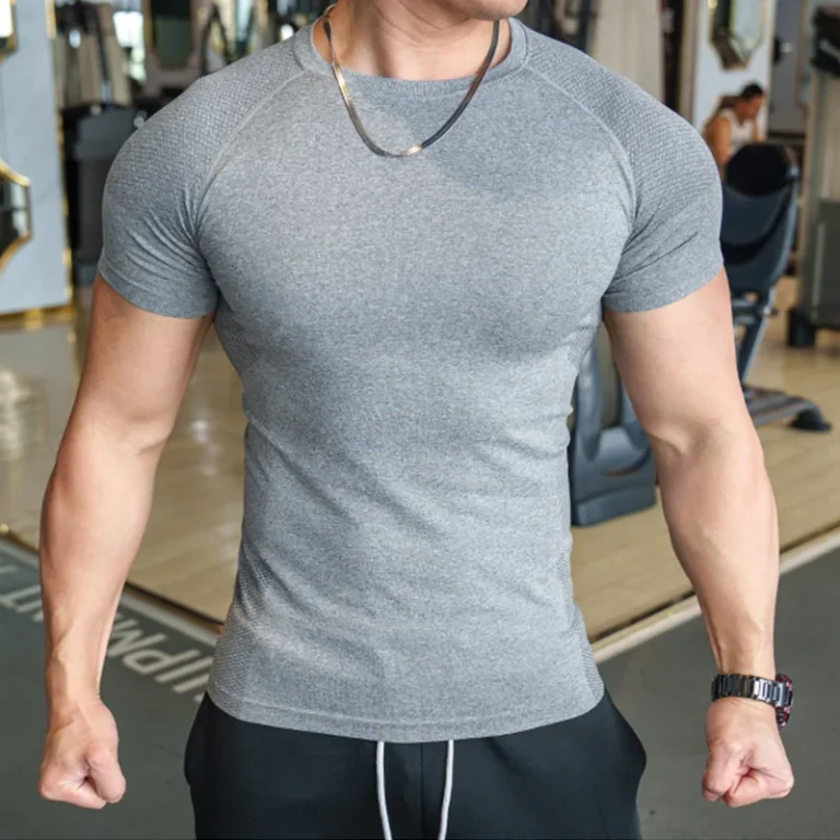 In-Stock-Men-Compression-Workout-Nylon-T-Shirt-Seamless-Quick-Dry-Gym-Athletic-Running-Stretchy-Tee-Shirts-Top