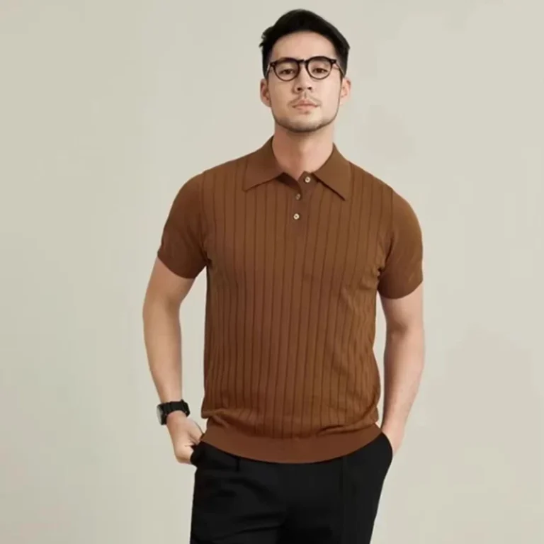 Italian-Polo-Polo-Shirt-Mens-Retro-Casual-Short-sleeved-Lapel-Knitted-Pit-Stripe-T-shirt