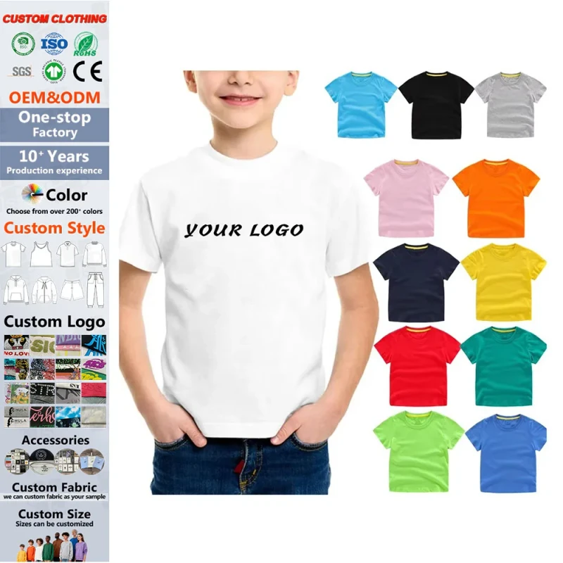 JL0517A-Cotton-Blank-Plain-Childrens-T-shirts-Label-Custom-DTG-Screen-Print-Embroidery-Logo-Kids-T-Shirts-for-Boys-and-Girls