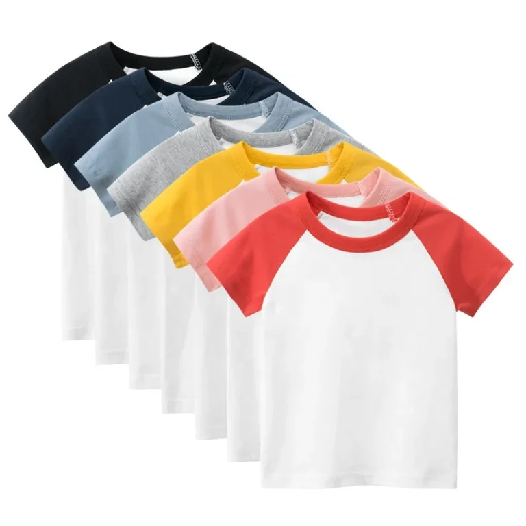 Kids-Childrens-Summer-T-shirt-Reglan-Sleeve-Blank-Cotton-Boys-Girls-Cute-Custom-Graphic-School-Activities-Tee
