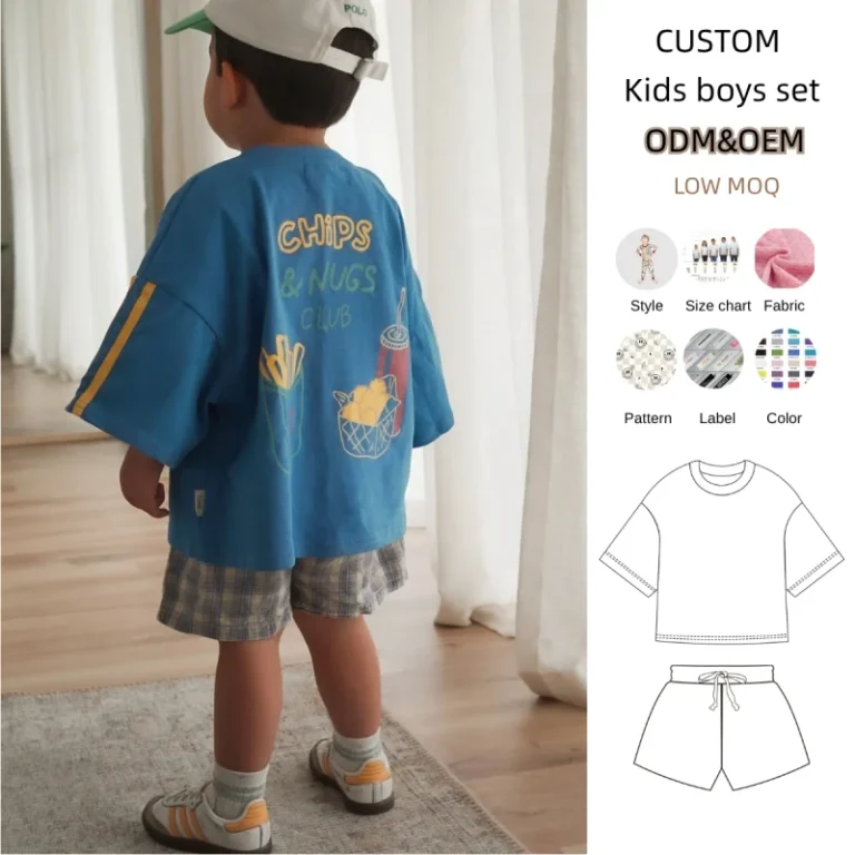 Kids-Oversized-T-shirt-with-Down-Side-Stripe-and-Gingham-Shorts-100-Cotton-Australia-Summer-Set-for-Little-Baby