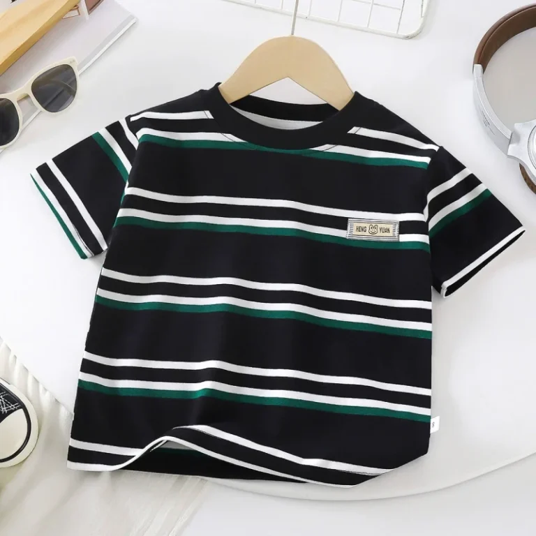 Kids-Polo-Shirt-Boys-Striped-T-shirt-Summer-Short-Sleeve-Baby-Half-Sleeve-Round-Neck-Top-Shirt-Trend