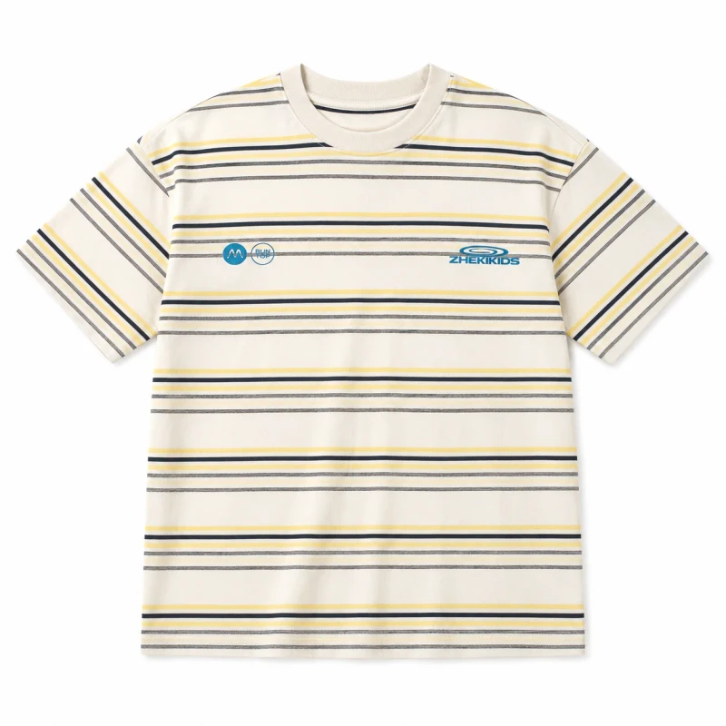 Kids-Striped-Letter-Printed-Short-Sleeve-T-Shirt-100-Cotton-Casual-O-Neck-Boys-Tee-Breathable-Anti-Shrink-Anti-Pilling-Sports
