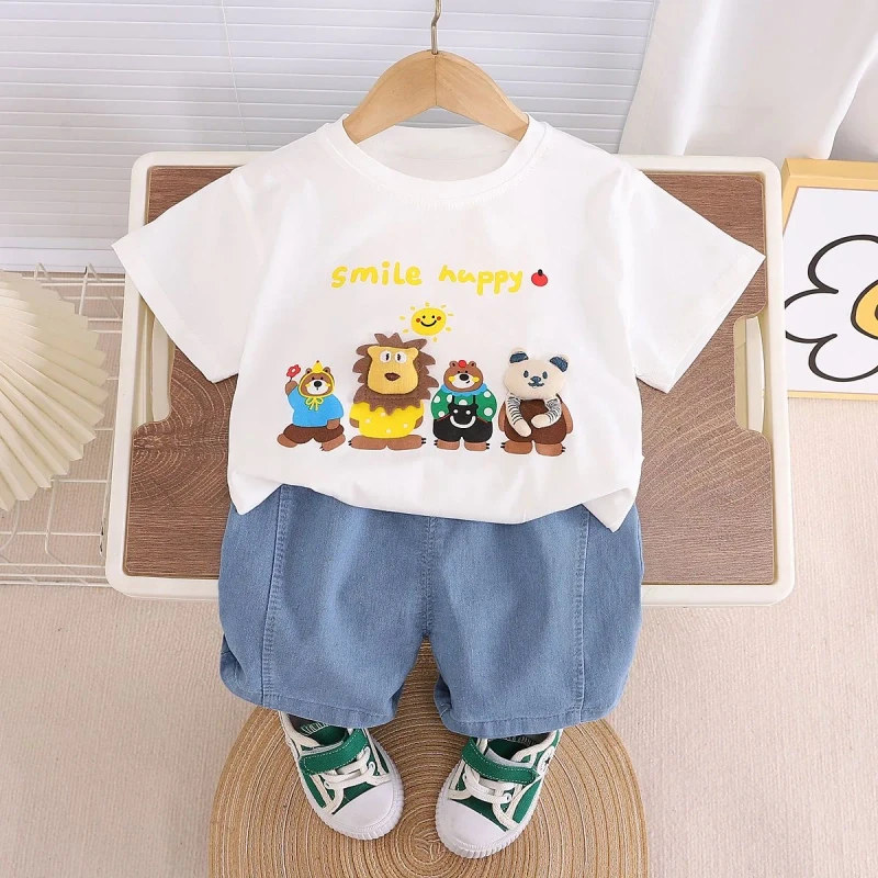 Kids-Summer-Clothes-Baby-Boys-Girls-Cute-Cartoon-3D-Lion-Little-Bear-Doll-T-shirt-Kawaii-Woven-Cotton-Boys-Top-Casual