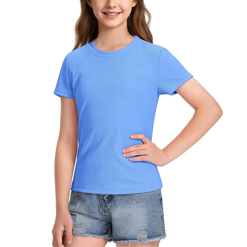 Kids-Summer-Clothing-New-Arrival-Quick-Dry-Sport-T-shirt-Custom-Color-Girls-Slim-Fit-Workout-Tee-Shirts