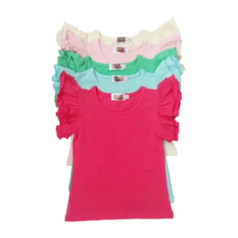 Kids-T-Shirts-Summer-Short-Flutter-Sleeve-Cotton-Toddler-Girls-Tshirt-Solid-Tops-and-T-Shirt