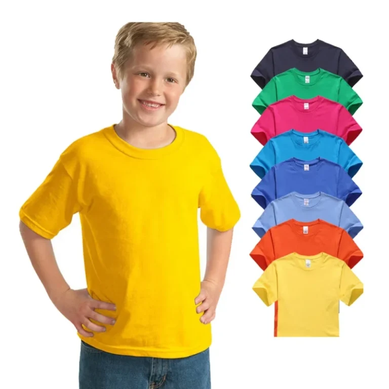 Kids-T-shirt-Custom-Print-White-100-Organic-Cotton-Plain-School-Kids-Boys-Girl-T-shirt