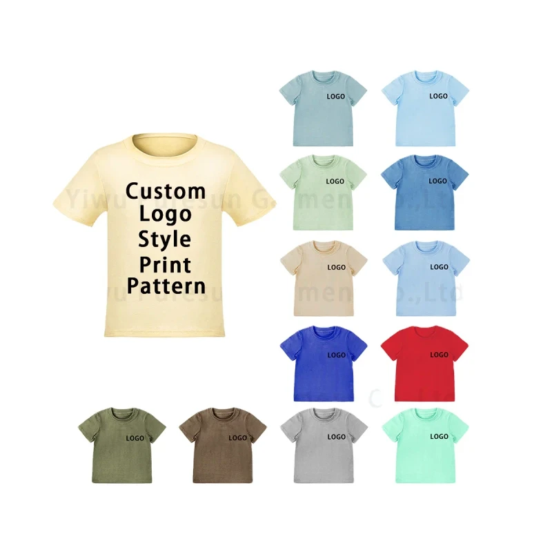 Kids-Tshirt-Summer-Kids-Unisex-Short-Sleeve-Shirts-O-Neck-Custom-Logo-Solid-Color-Cotton-Boys-Plain-T-shirts