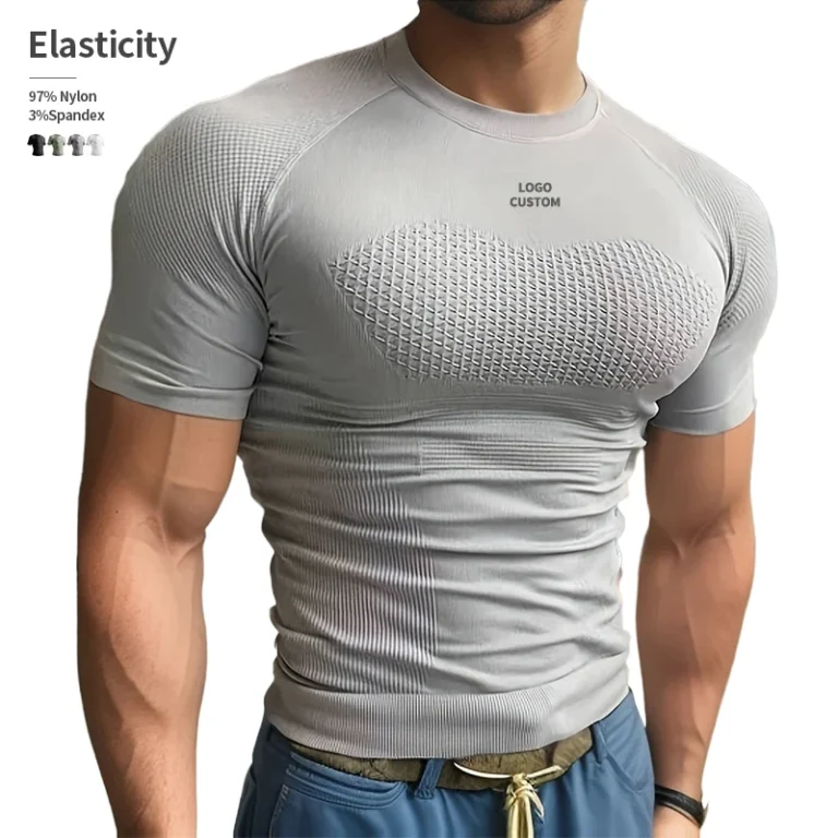 Knitted-Mens-Gym-Wear-Tshirt-Quick-Drying-Compression-Oem-Custom-Print-97-Nylon-3-Spandex-Slim-Fit-Short-Sleeves-Solid