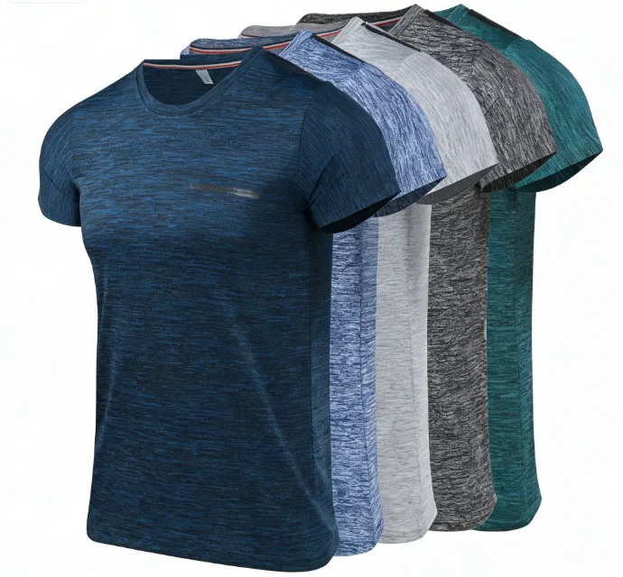 Knitted-Yarn-Dyed-Print-Mens-Sportswear-Gym-T-Shirts-100-Polyester-Regular-Fit-Light-Breathable-Quick-Dry-Summer