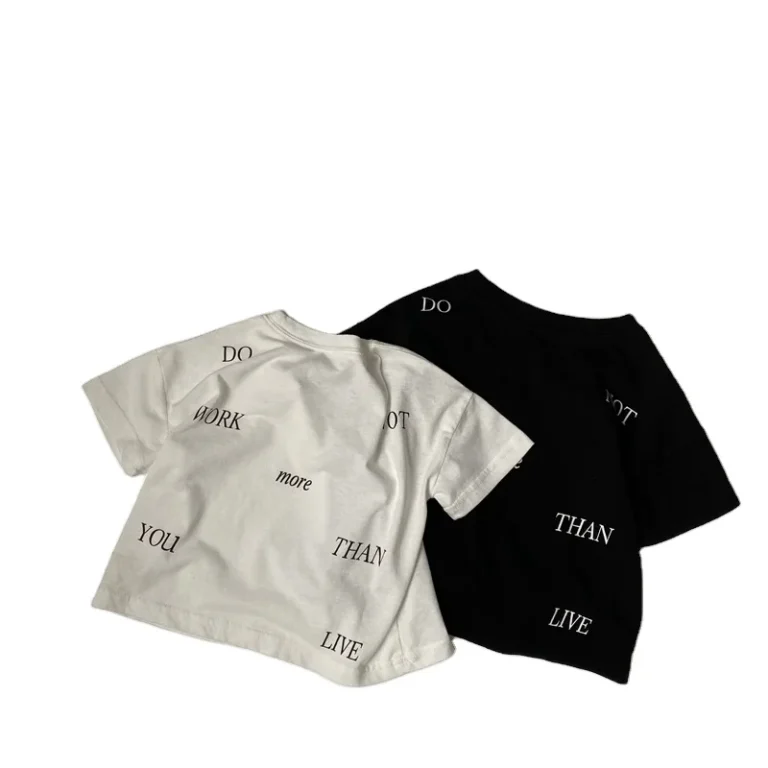 Korean-Summer-New-Childrens-Full-Print-Short-Sleeve-T-shirt-Kids-Boys-Loose-Soft-Black-Tee-Toddler-Girl-Clothes-logo-Tshirts