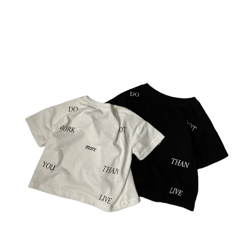 Korean-Summer-New-Childrens-Full-Print-Short-Sleeve-T-shirt-Kids-Boys-Loose-Soft-Black-Tee-Toddler-Girl-Clothes-logo-Tshirts
