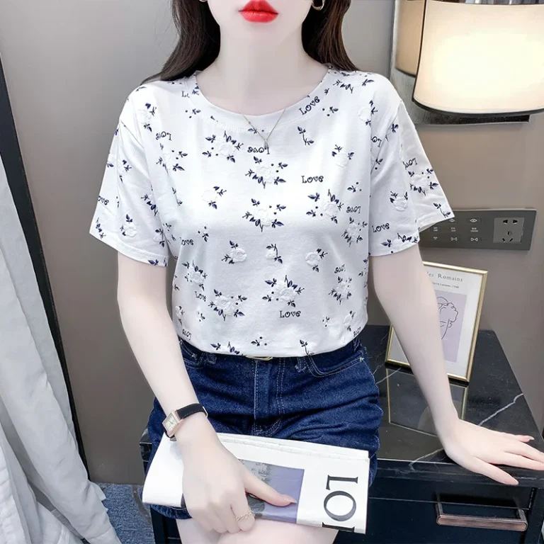 Korean-station-short-sleeved-womens-T-shirt-Korean-version-loose-and-versatile-womens-top