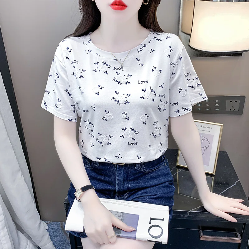 Korean-station-short-sleeved-womens-T-shirt-Korean-version-loose-and-versatile-womens-top
