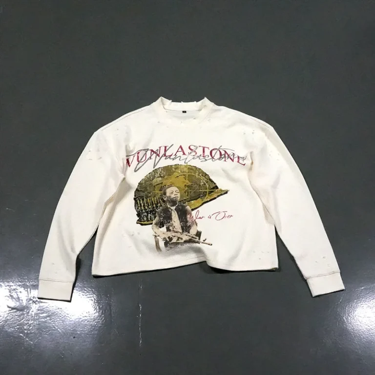 Large-DTG-Print-Distressed-T-shirt-Waffle-T-shirts-100-Cotton-Long-Sleeve-T-shirt