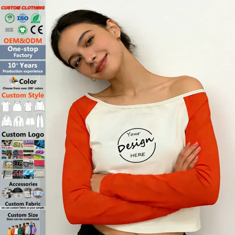 Latest-Sexy-Ladies-One-Shoulder-Top-Designer-Cotton-and-Spandex-Long-Sleeve-Crop-Women-T-Shirts-Custom-Printing-Logo