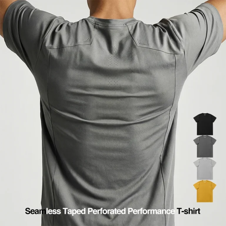 Lightweight-Heat-Seamless-Perforated-Performance-Breathable-Quick-Dry-Workout-Training-Activewear-Sport-T-shirt-Unisex