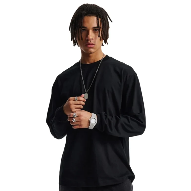 Long-Sleeve-T-Shirt-Plain-Black-T-shirt-Cotton-for-Men-Custom-300gsm-Oversized