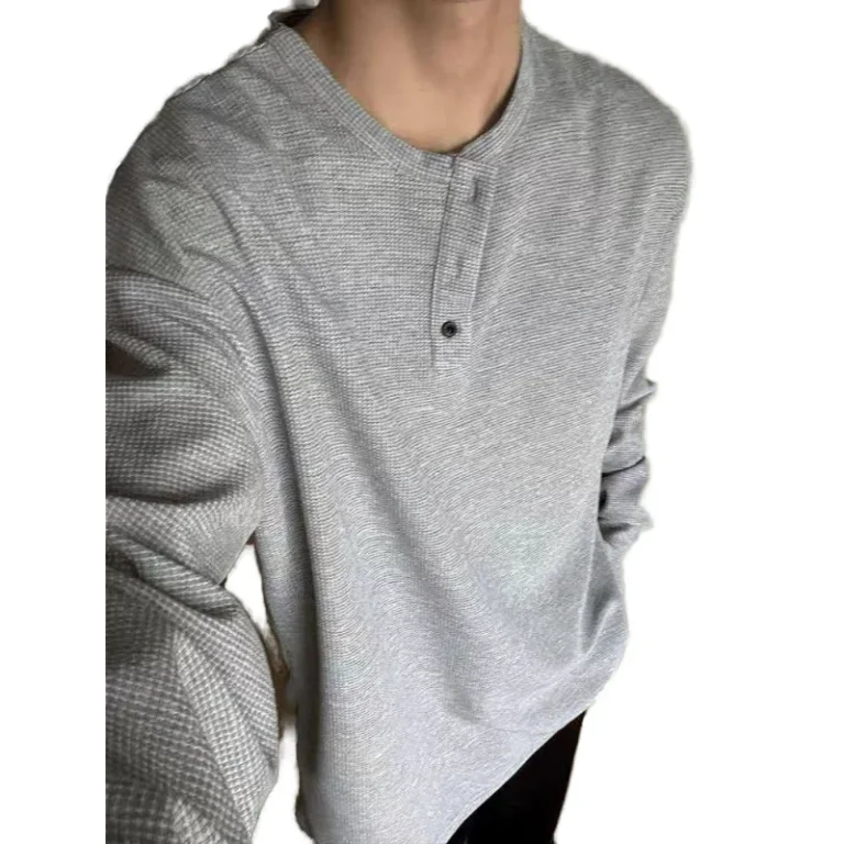 Long-Sleeve-T-shirts-Mens-Henley-Collar-Waffle-Long-Sleeve-t-Shirt-Polyester-100-Blank-Mens-Long-Sleeve-T-shirts-W129