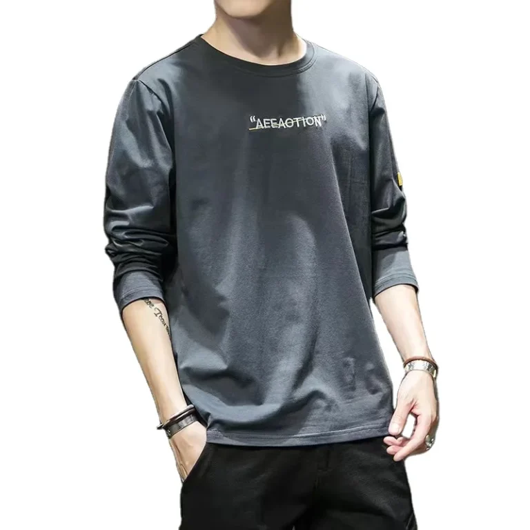 Long-Sleeved-T-shirt-Mens-Oversized-Elastic-Printed-T-shirt-Round-Neck-Bottom-Top
