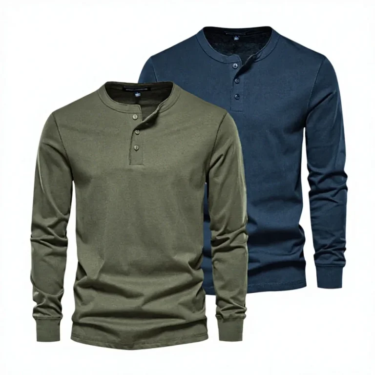 Long-sleeved-Mens-Pure-Cotton-Heavyweight-Solid-Antibacterial-Army-Green-O-Neck-Workwear-Style-T-shirt-Spring-Autumn-Top