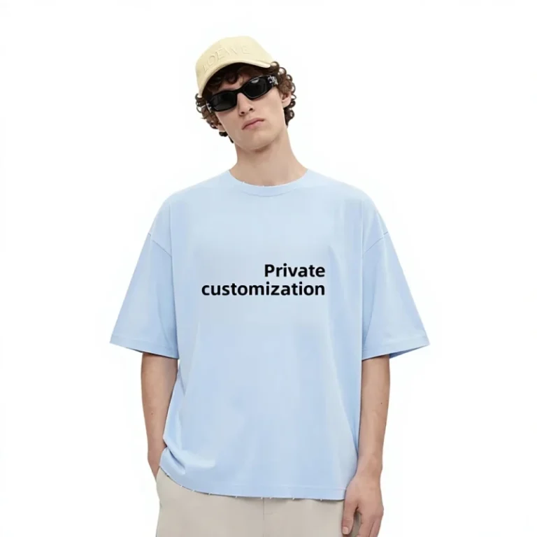 Loose-Casual-Pure-Cotton-Short-Sleeve-T-shirt-Custom-Logo-Neck-Unisex-Work-Clothes-Embroidered-Logo-Direct-Spray-Printing