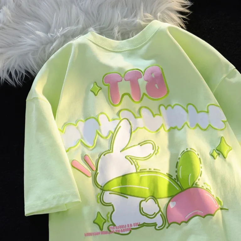 Loose-Fit-3D-Cartoon-Puff-Printing-Streetwear-Tee-Drop-Shoulder-Premium-Cotton-Plus-Size-Summer-Fashion-T-shirts-for-Women