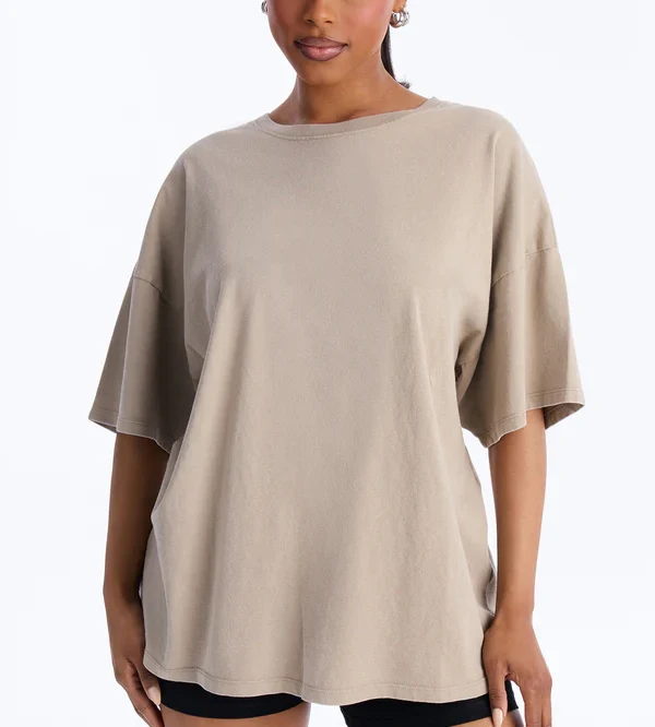 Loose-Fit-Washed-Oversized-Short-Sleeve-Drop-Shoulder-100-Cotton-T-Shirt-for-Women