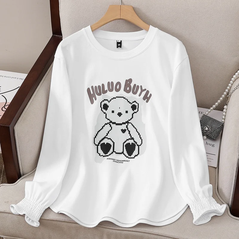 Loose-and-large-sized-long-sleeved-T-shirt-for-women-spring-and-autumn-wear-patterned-and-printed-round-neck-base-shirt