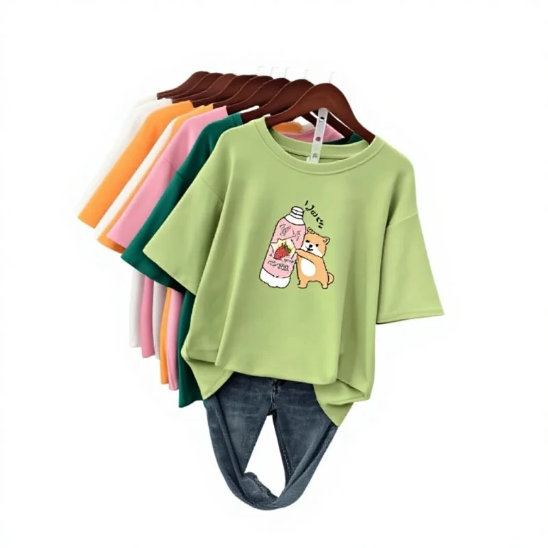 Low-Price-High-Quality-Short-Sleeve-100-Cotton-Round-Neck-Womens-T-shirt