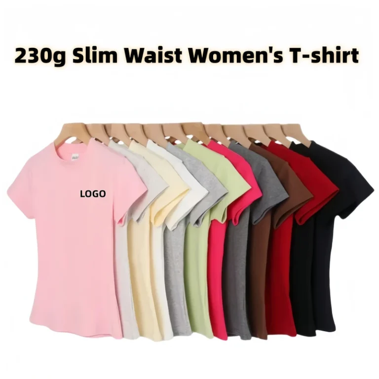 Luxury-Brand-Customized-Womens-Slim-Fit-Summer-Casual-Breathable-Cotton-T-Shirt-with-Crew-Neck-and-Logo