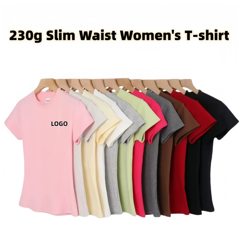 Luxury-Brand-Customized-Womens-Slim-Fit-Summer-Casual-Breathable-Cotton-T-Shirt-with-Crew-Neck-and-Logo