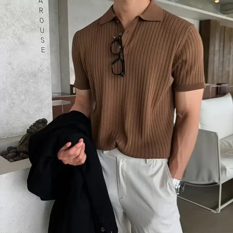 M-XXL-Solid-Simple-Polo-Shirt-Short-Sleeve-Turn-Down-Collar-Mens-Tee-Shirts-Summer-Loose-Relax-Thin-Solid-Knitted-T-Shirt