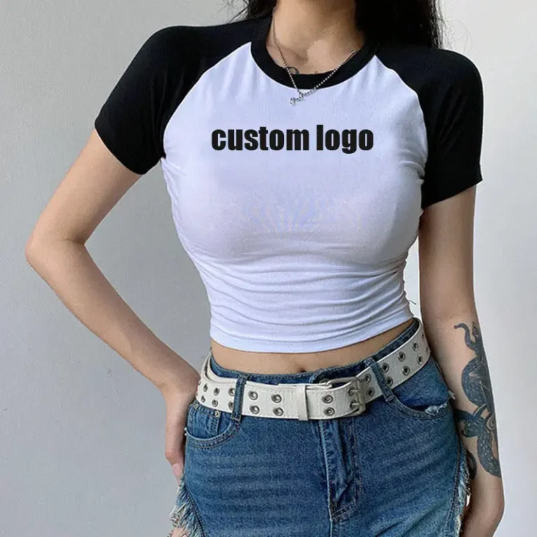 Manufacture-Custom-Design-Fashion-Two-Tone-Color-Plain-Crop-Tops-for-Women-Slim-Sweet-Y2K-Baby-Crop-T-Shirts-Short-Sleeve