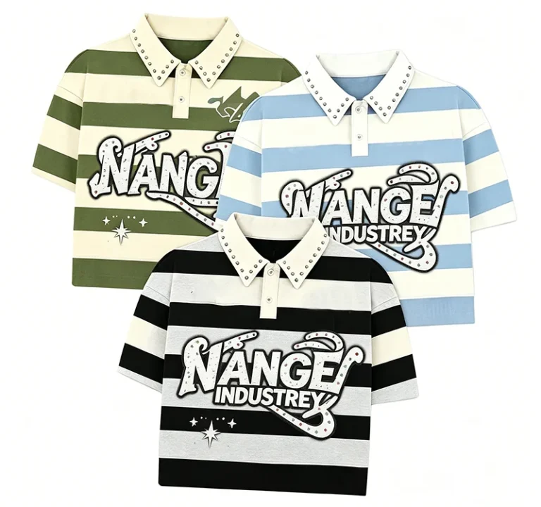 Manufacturer-OEM-High-Quality-Streetwear-Embroidery-Rhinestone-Stripe-Golf-Polo-Summer-Cotton-Heavyweight-Pique-Polo-Shirts