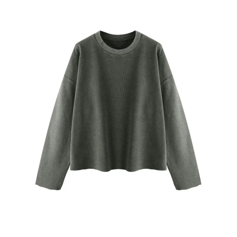 Men-340GSM-Heavyweight-Washed-Waffle-Long-Sleeve-T-shirt-Raw-Edge-Vintage-Distressed-American-Style-100-Cotton-Tee