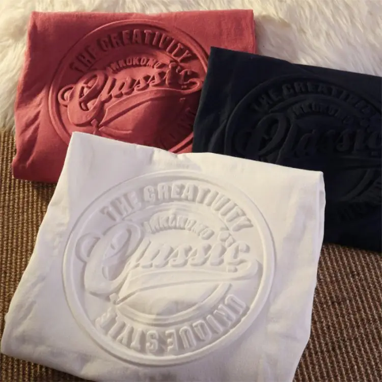 Men-Organic-100-Cotton-3D-Printing-Emboss-T-shirts-Graphic-Unisex-Eco-Friendly-Loose-Fit-Custom-Embossed-Logo-Women-T-Shirt