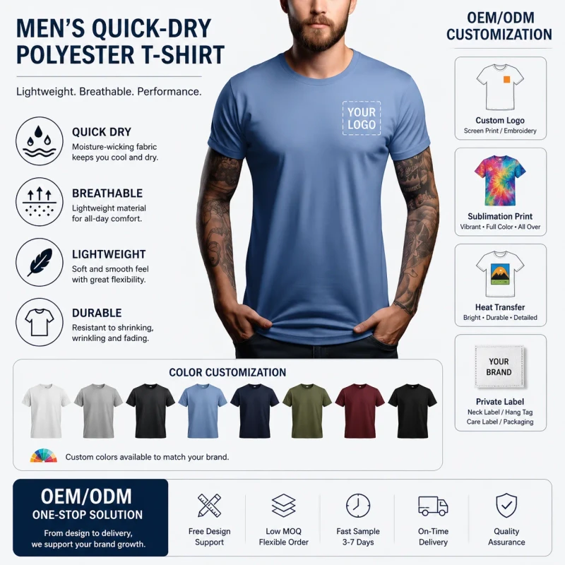 Men-Quick-Dry-Athletic-T-Shirt-Breathable-Polyester-Crew-Neck-Lightweight-Gym-Running-Tee