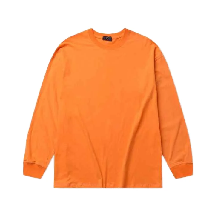 Mens-100-Cotton-Knitted-Blank-Hip-Hop-Loose-Fit-T-Shirt-with-Curved-Hem-Scoop-Bottom-and-Sanded-Finish