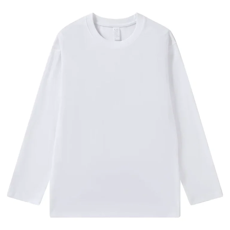 Mens-100-Cotton-Long-Sleeve-T-Shirt-260G-Heavyweight-Thick-Loose-Fit-Crew-Neck-Autumn-Layering-Undershirt