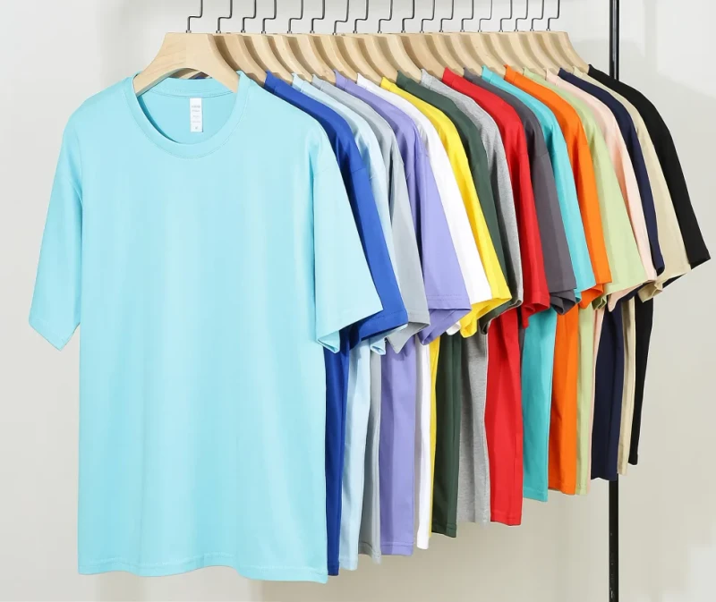 Mens-100-Cotton-Short-Sleeve-T-Shirt-Custom-Solid-Color-Embroidered-Round-Neck-Blank-Tee-Top-Bulk-Orders-Available