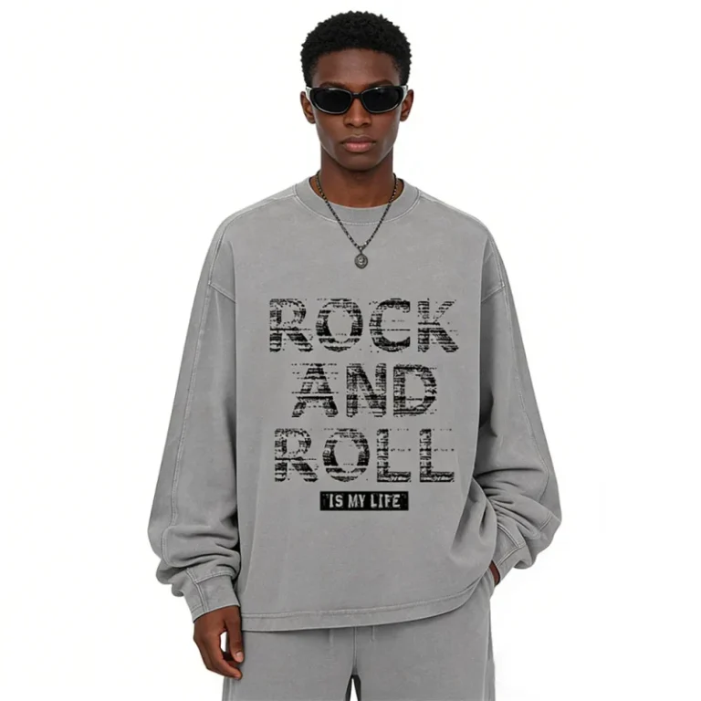 Mens-100-Cotton-T-shirts-Long-Sleeve-285g-Streetwear-Patchwork-Autumn-Winter-Subculture-T-Shirt-Black-Knitted