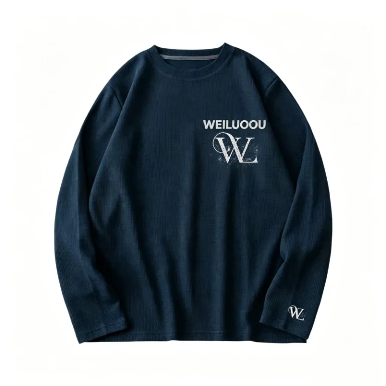 Mens-100-Cotton-Waffle-Long-Sleeve-Tee-Custom-DTG-Print-Logo-Sleeve-Oversized-Pullover-Sweatshirt