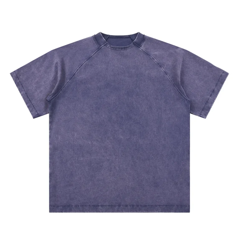 Mens-100-Cotton-Washed-Raglan-Sleeve-T-Shirt-Solid-Distressed-Vintage-American-Retro-Oversized-Breathable-Streetwear-Short