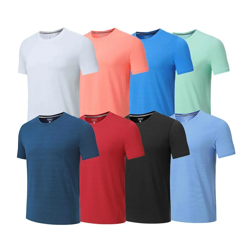 Mens-100-Polyester-Knitted-Quick-Dry-Running-Short-Sleeve-Sports-Training-T-Shirt