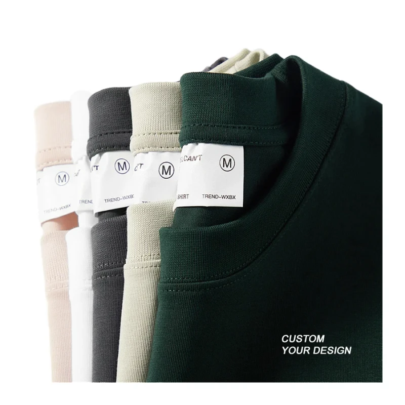 Mens-230g-Cotton-T-shirt-Loose-Drop-Shoulder-Customizable-Design-Logo
