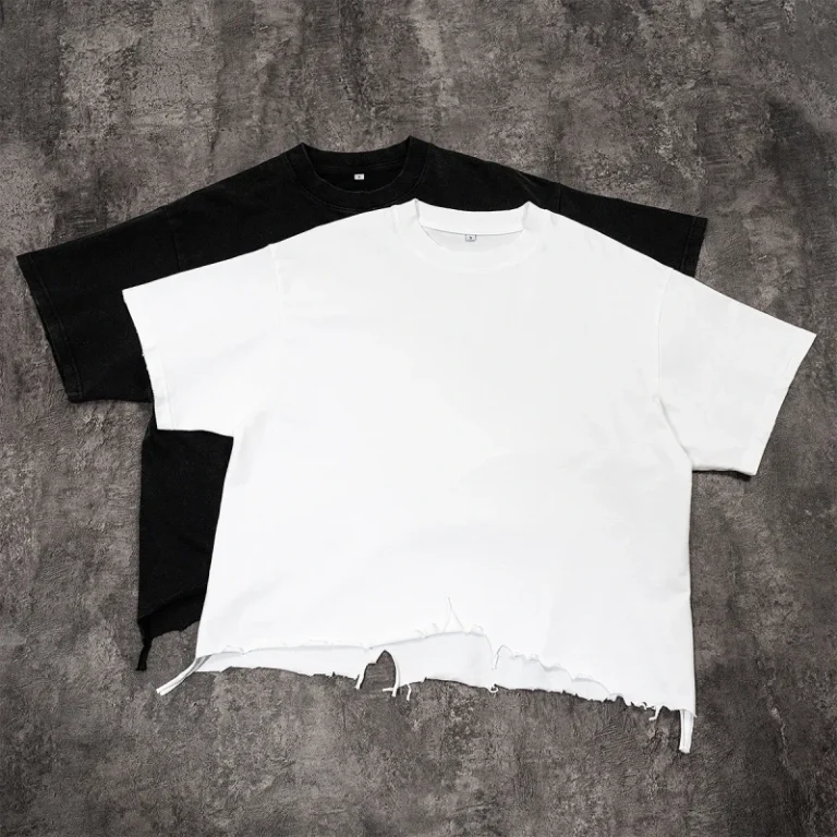 Mens-240g-Cotton-Solid-Blank-Loose-Fit-Short-Sleeve-Street-Style-Retro-T-Shirt